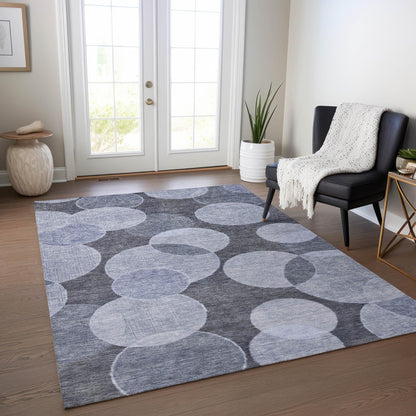 Jaelanor Blue Washable Indoor-Outdoor Rug