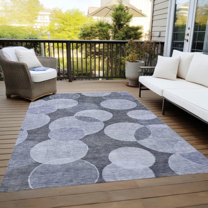 Jaelanor Blue Washable Indoor-Outdoor Rug