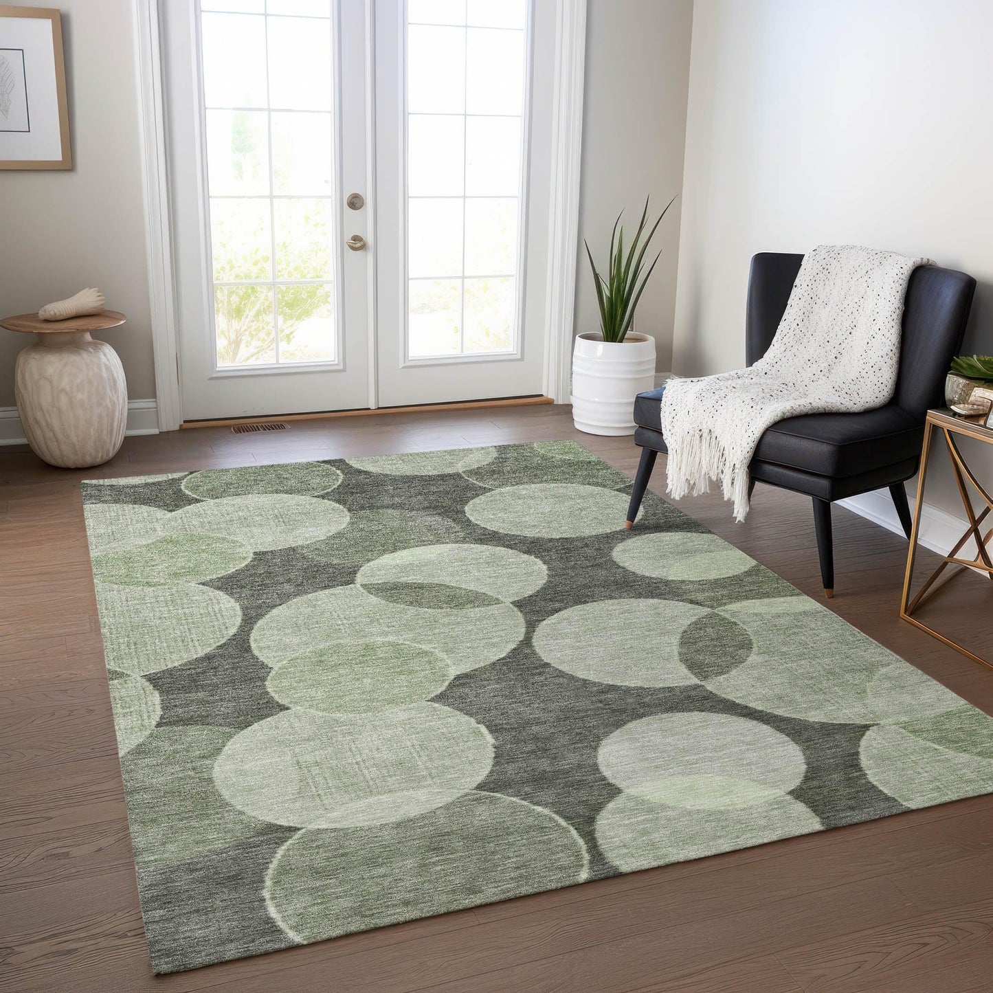 Jaelanor Green Washable Indoor-Outdoor Rug