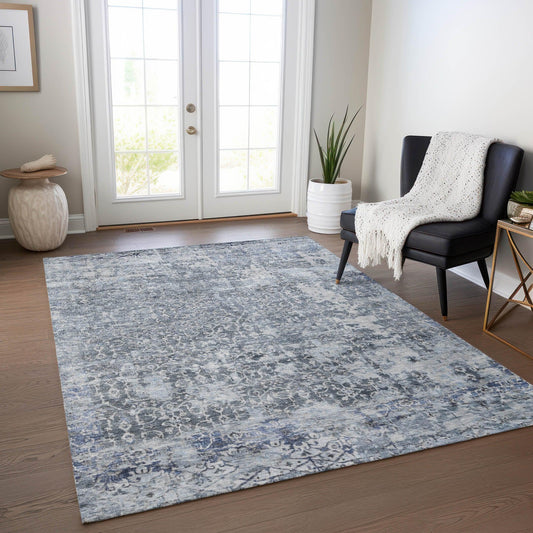 Jaelara Blue Washable Indoor-Outdoor Rug
