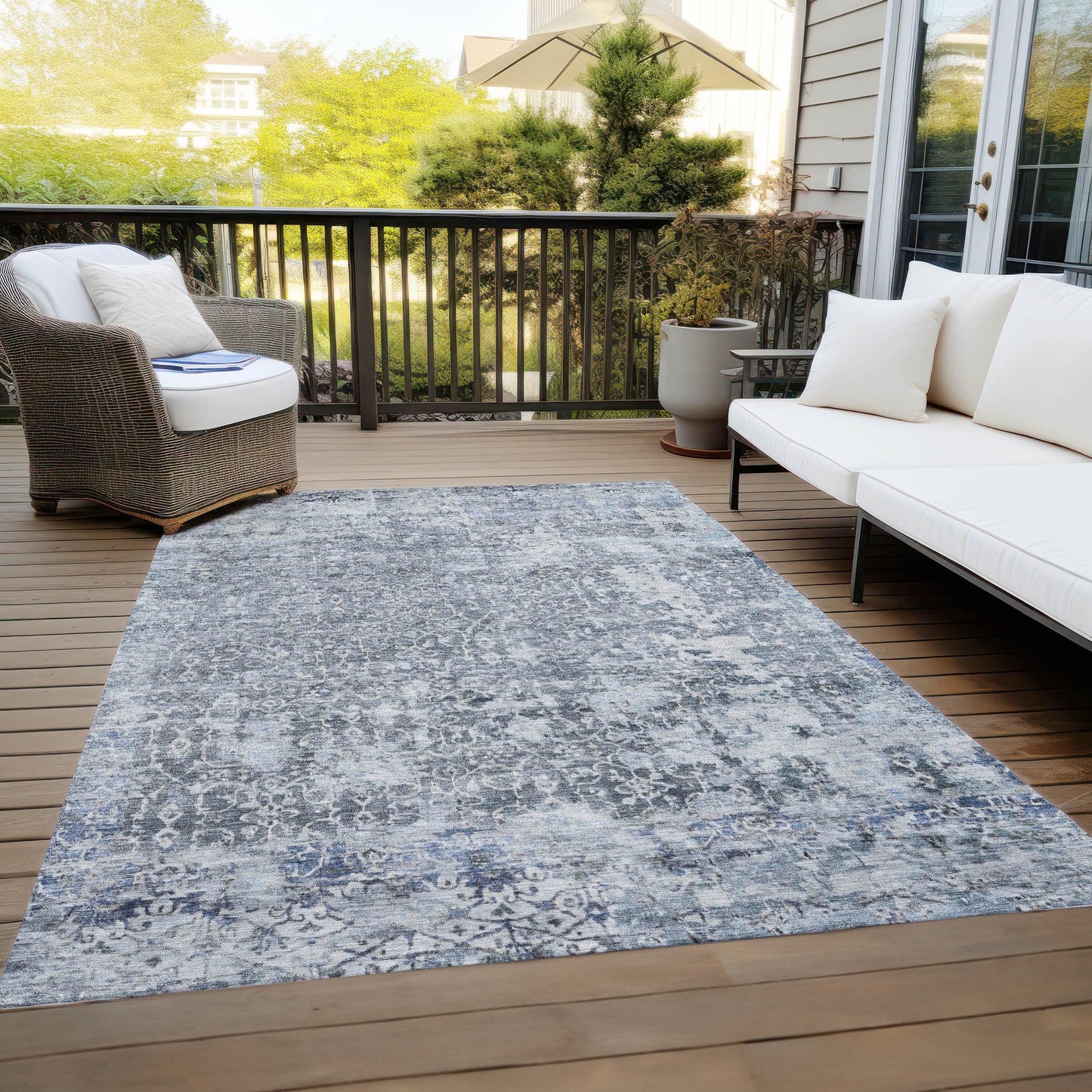 Jaelara Blue Washable Indoor-Outdoor Rug