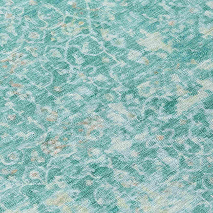 Jaelara Teal Washable Indoor-Outdoor Rug