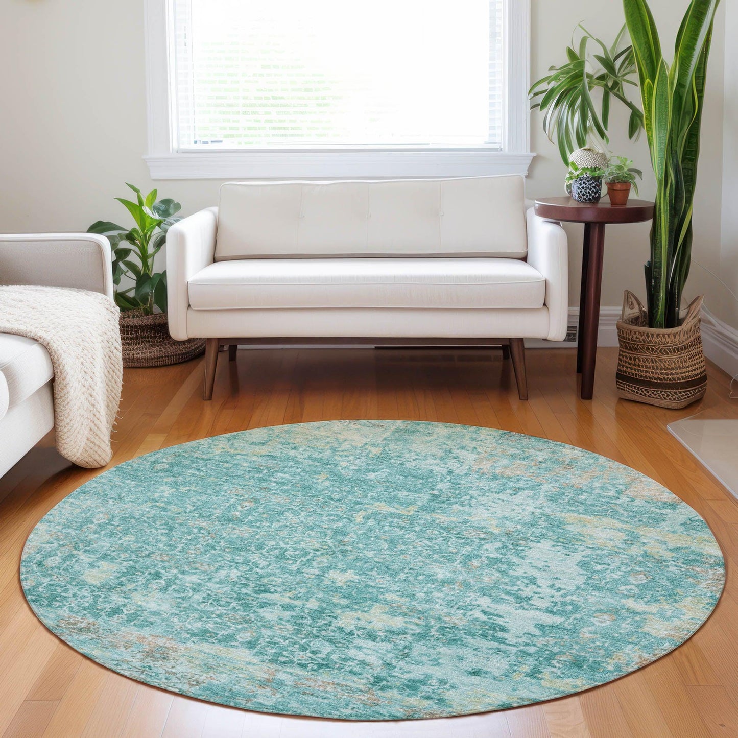 Jaelara Teal Washable Indoor-Outdoor Rug
