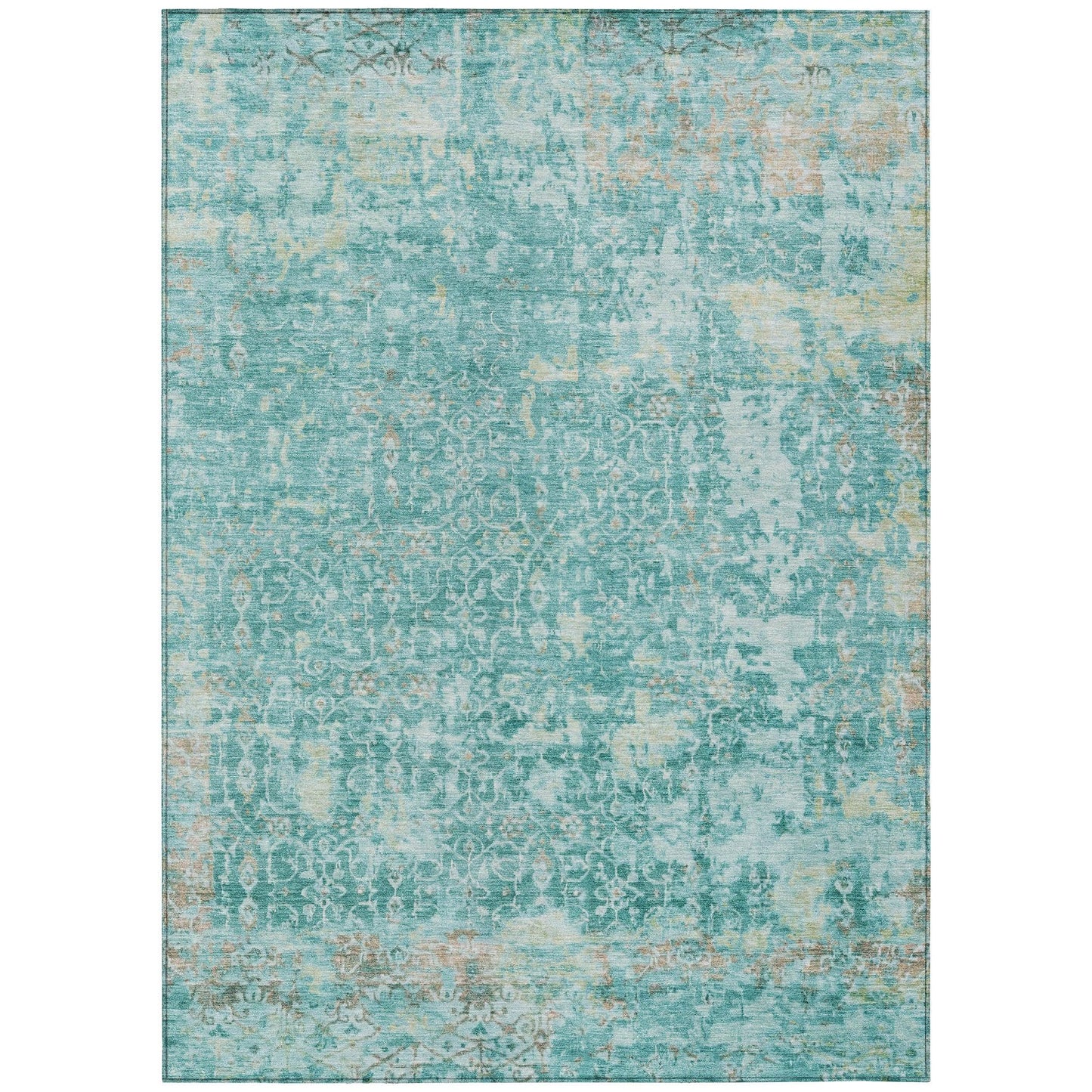 Jaelara Teal Washable Indoor-Outdoor Rug