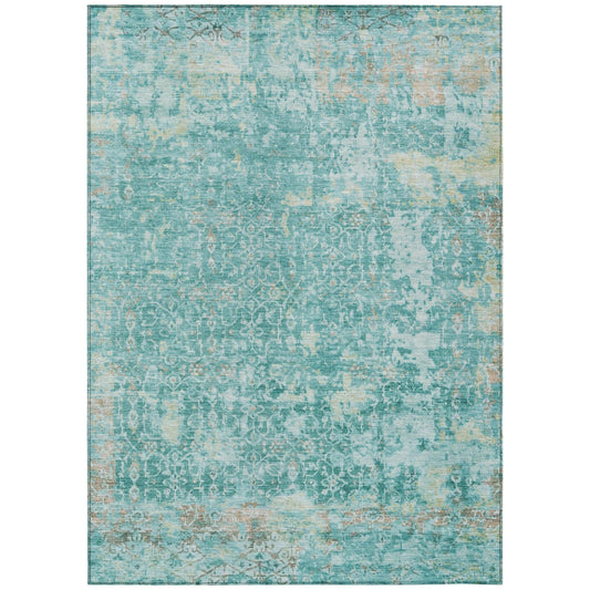 Jaelara Teal Washable Indoor-Outdoor Rug