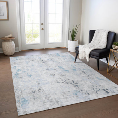 Jaelaris Blue Washable Indoor-Outdoor Rug