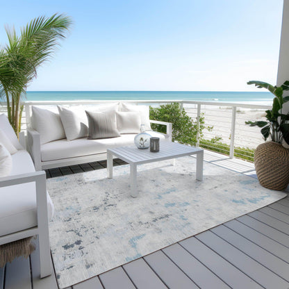 Jaelaris Blue Washable Indoor-Outdoor Rug