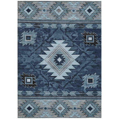 Jaelas Blue Washable Indoor-Outdoor Rug
