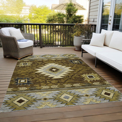 Jaelas Brown Washable Indoor-Outdoor Rug