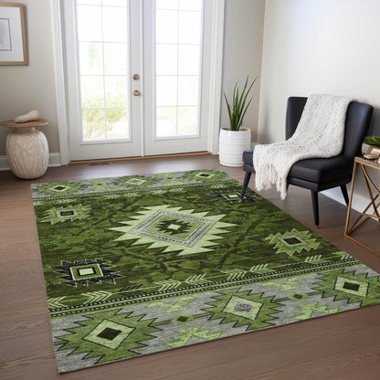 Jaelas Green Washable Indoor-Outdoor Rug