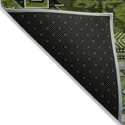 Jaelas Green Washable Indoor-Outdoor Rug