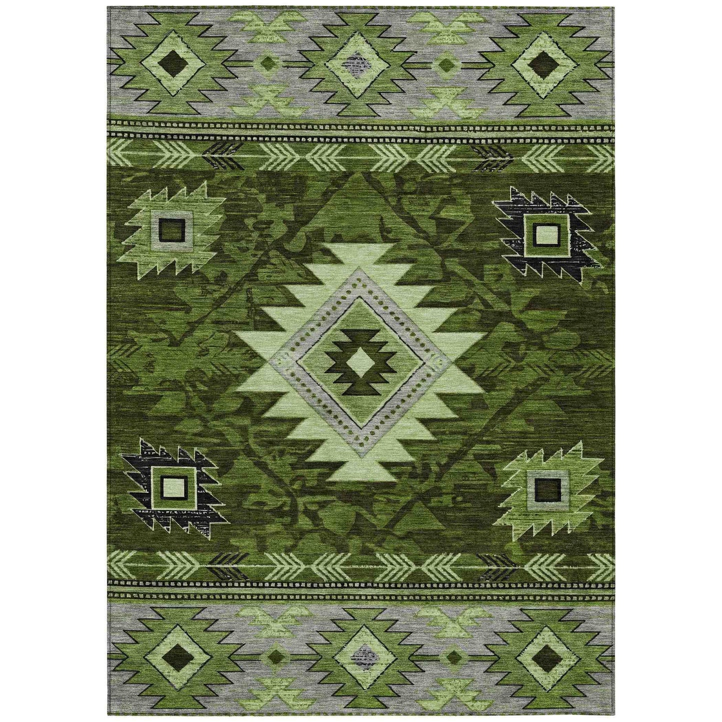 Jaelas Green Washable Indoor-Outdoor Rug