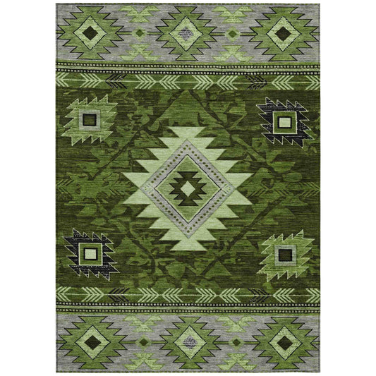 Jaelas Green Washable Indoor-Outdoor Rug