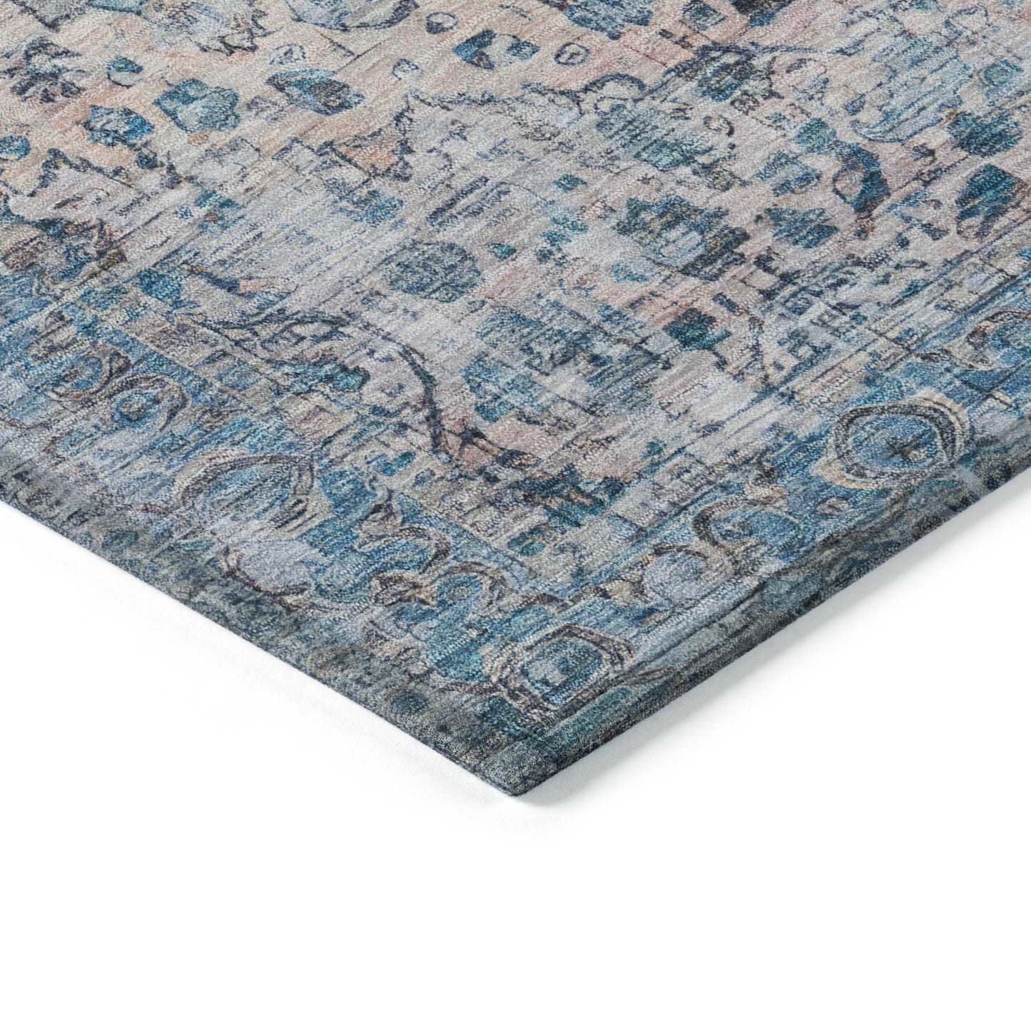 Jaelien Blue Washable Indoor-Outdoor Rug