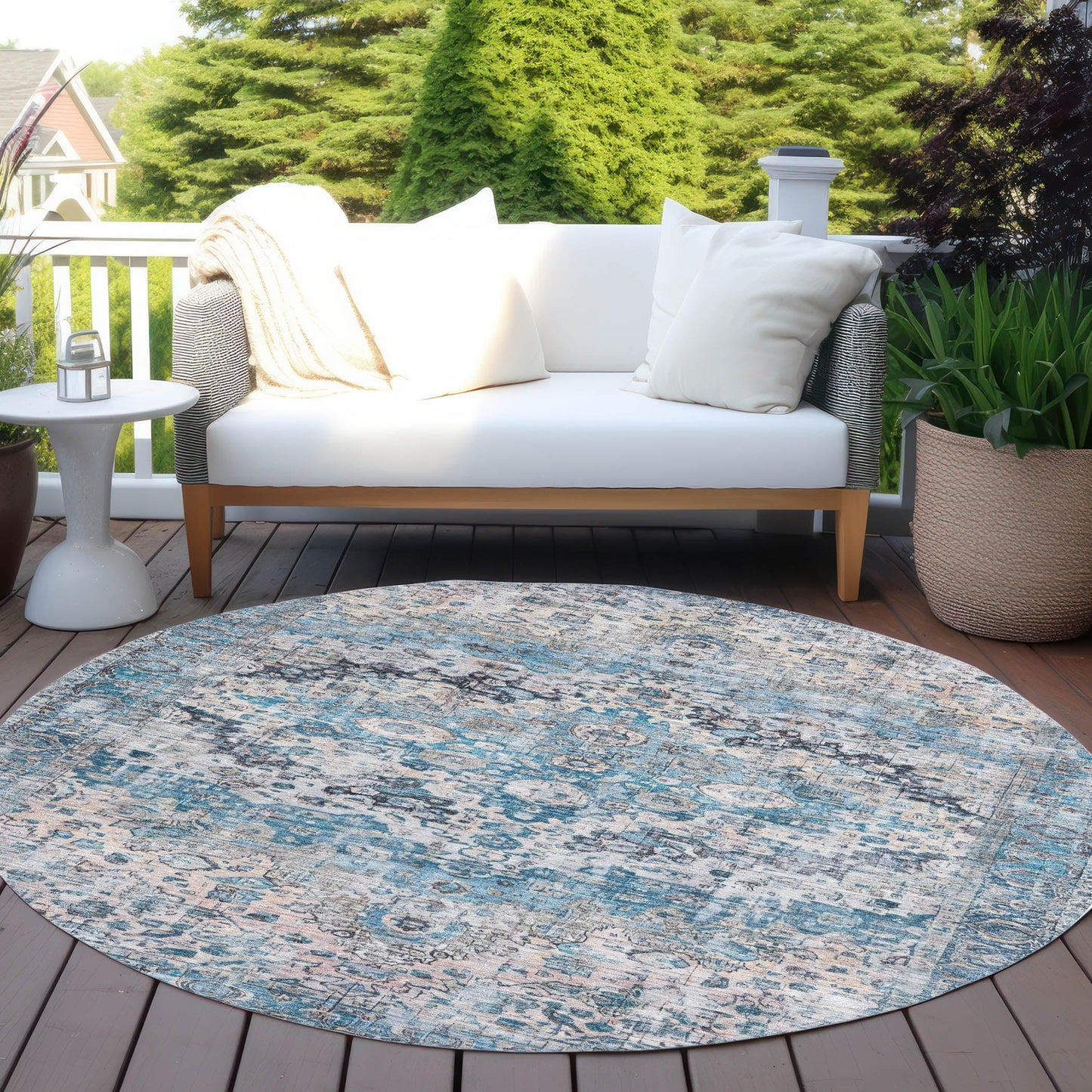Jaelien Blue Washable Indoor-Outdoor Rug