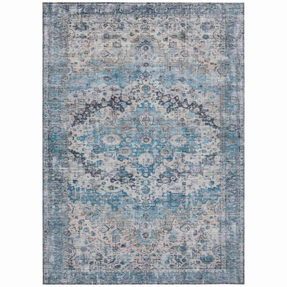 Jaelien Blue Washable Indoor-Outdoor Rug