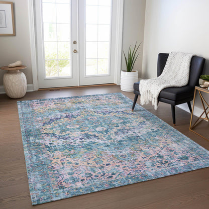 Jaelien Denim Washable Indoor-Outdoor Rug