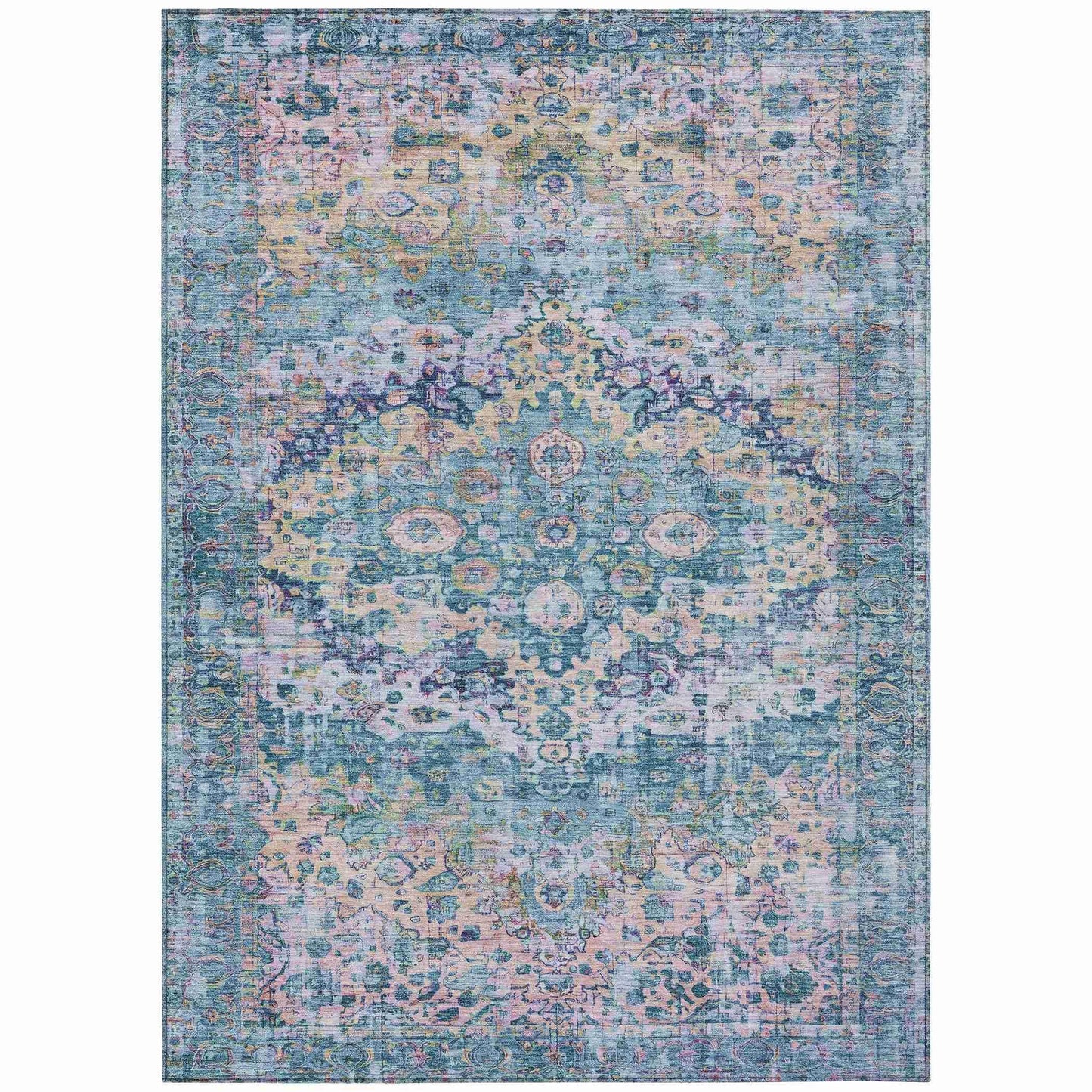 Jaelien Denim Washable Indoor-Outdoor Rug