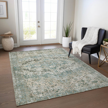 Jaelien Green Washable Indoor-Outdoor Rug