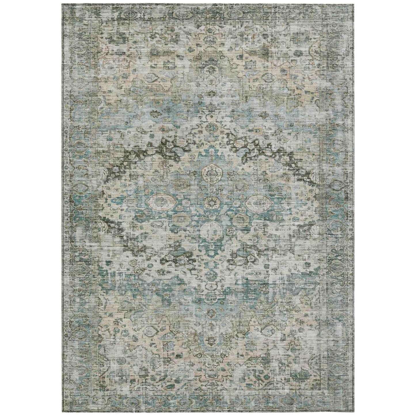 Jaelien Green Washable Indoor-Outdoor Rug