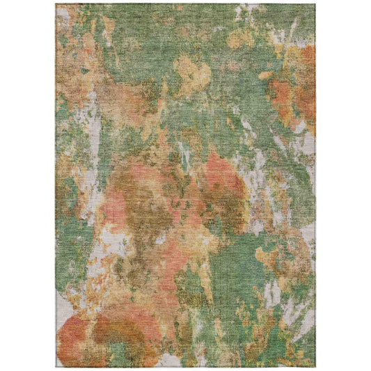Jaelion Green Washable Indoor-Outdoor Rug
