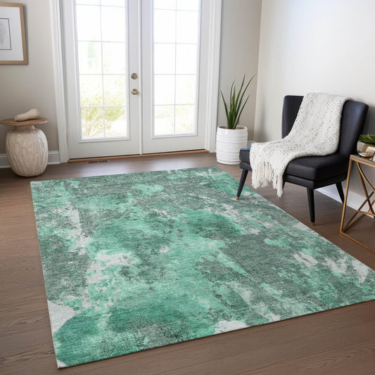 Jaelion Teal Washable Indoor-Outdoor Rug