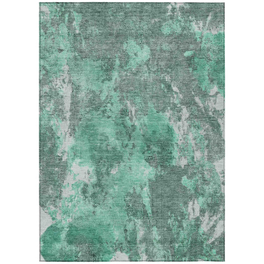 Jaelion Teal Washable Indoor-Outdoor Rug
