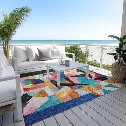 Jaelira Blue Washable Indoor-Outdoor Rug