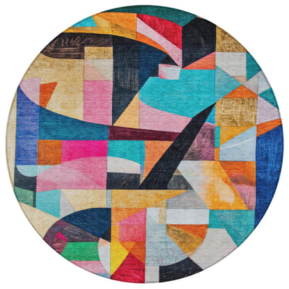 Jaelira Blue Washable Indoor-Outdoor Rug