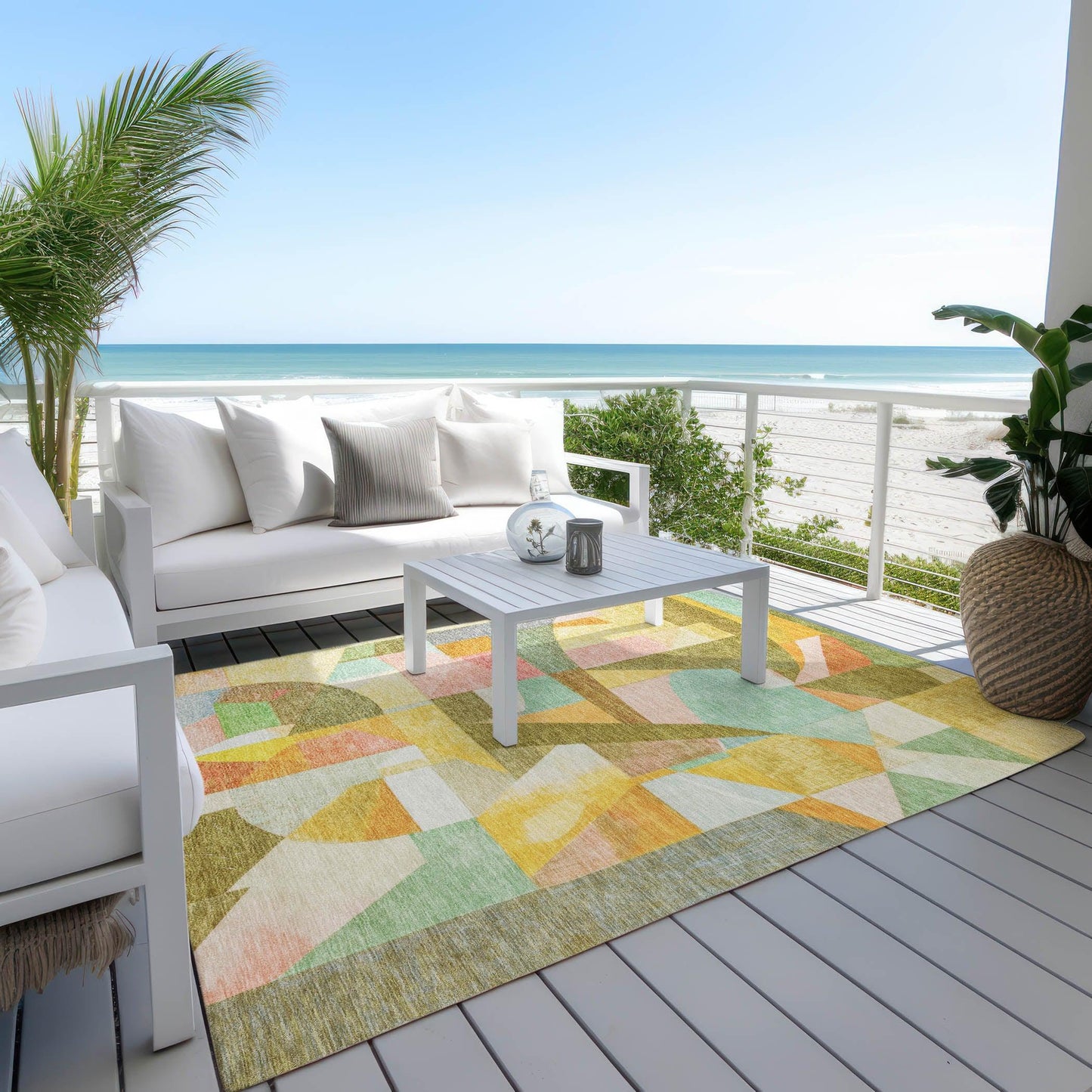 Jaelira Gold Washable Indoor-Outdoor Rug
