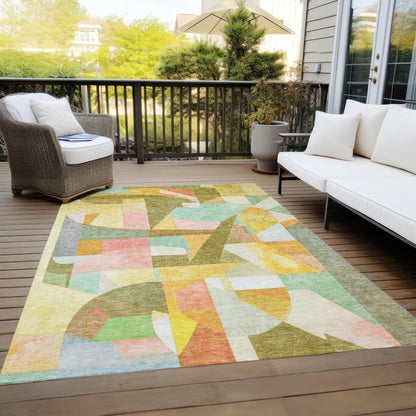 Jaelira Gold Washable Indoor-Outdoor Rug