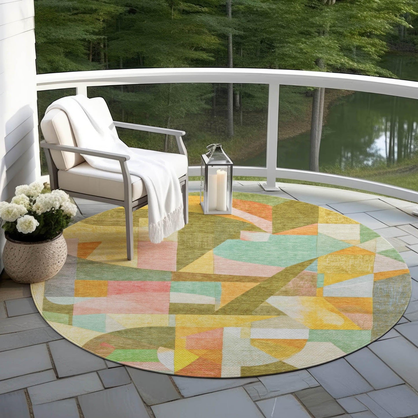 Jaelira Gold Washable Indoor-Outdoor Rug