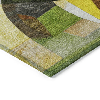 Jaelira Green Washable Indoor-Outdoor Rug