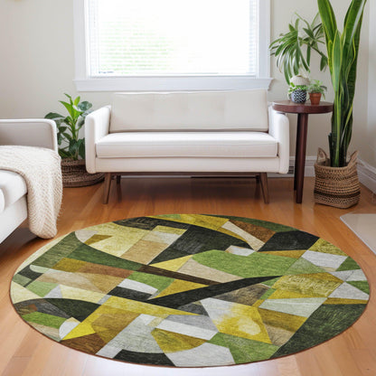 Jaelira Green Washable Indoor-Outdoor Rug