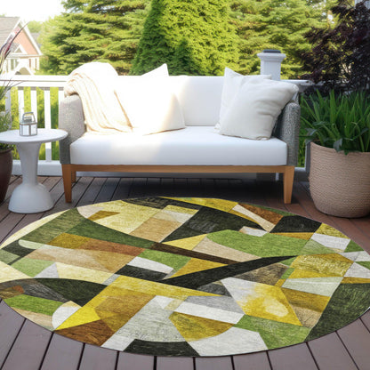 Jaelira Green Washable Indoor-Outdoor Rug