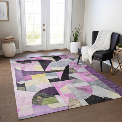 Jaelira Purple Washable Indoor-Outdoor Rug