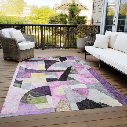 Jaelira Purple Washable Indoor-Outdoor Rug
