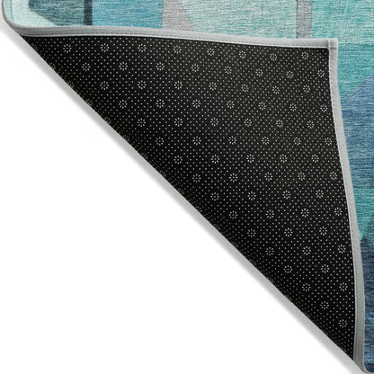 Jaelira Teal Washable Indoor-Outdoor Rug