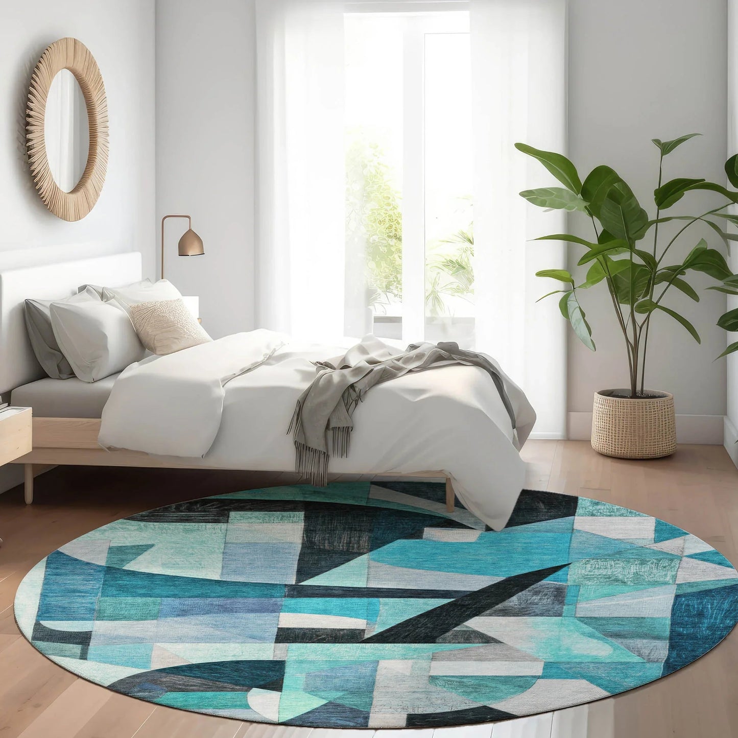 Jaelira Teal Washable Indoor-Outdoor Rug