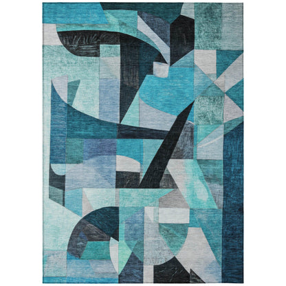 Jaelira Teal Washable Indoor-Outdoor Rug