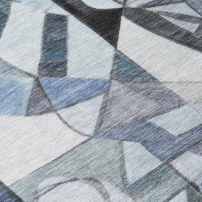 Jaelius Blue Washable Indoor-Outdoor Rug