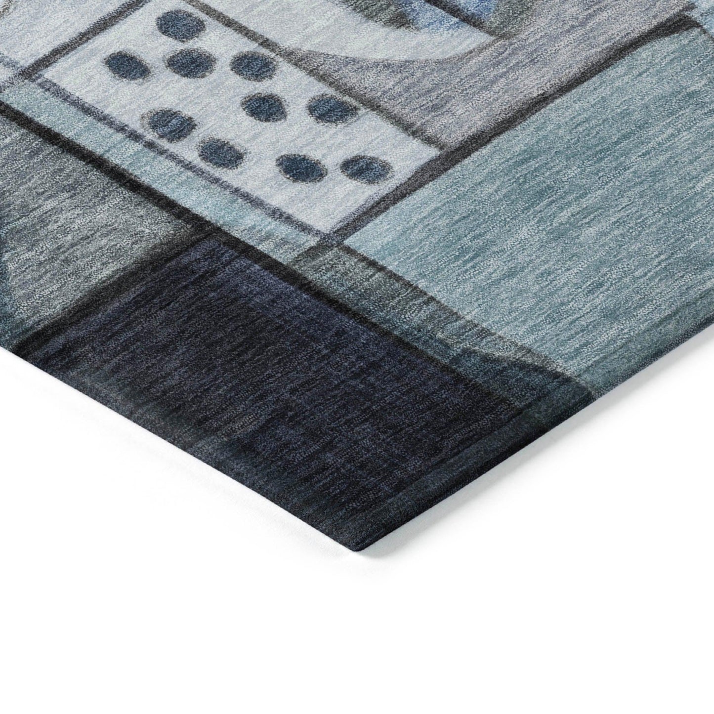 Jaelius Blue Washable Indoor-Outdoor Rug