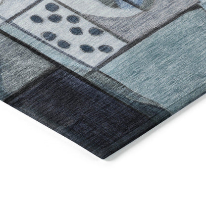 Jaelius Blue Washable Indoor-Outdoor Rug