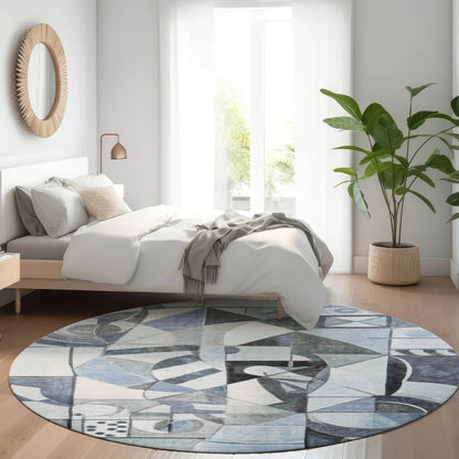 Jaelius Blue Washable Indoor-Outdoor Rug