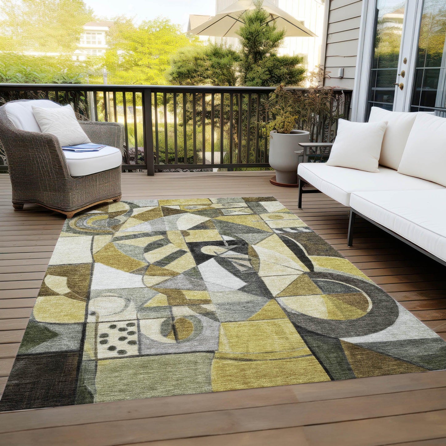 Jaelius Brown Washable Indoor-Outdoor Rug