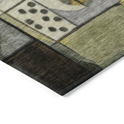Jaelius Brown Washable Indoor-Outdoor Rug