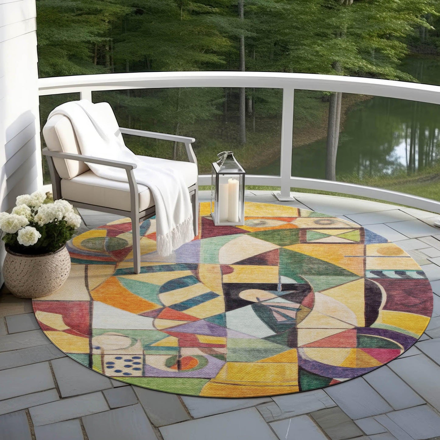 Jaelius Gold Washable Indoor-Outdoor Rug