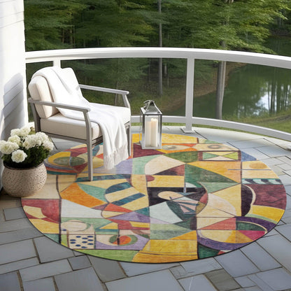 Jaelius Gold Washable Indoor-Outdoor Rug