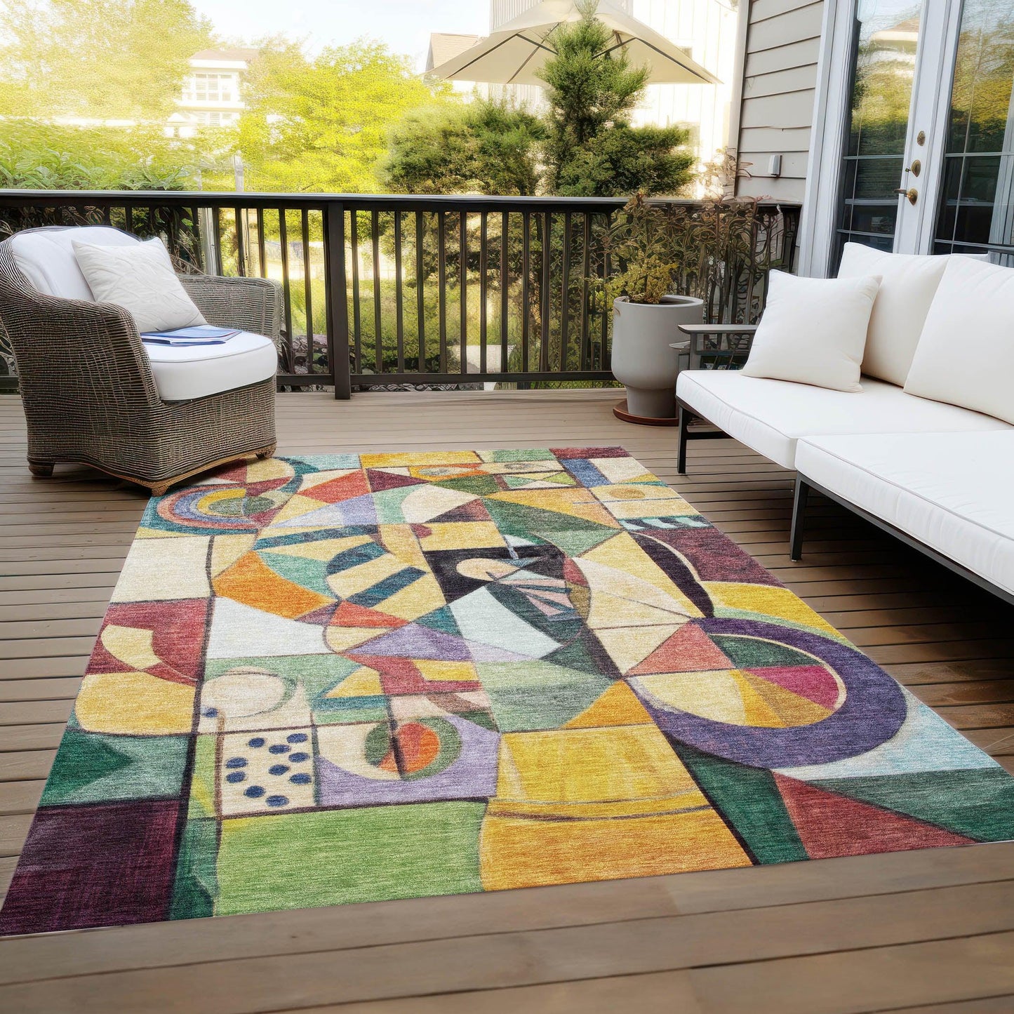 Jaelius Gold Washable Indoor-Outdoor Rug