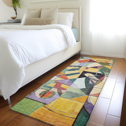 Jaelius Gold Washable Indoor-Outdoor Rug